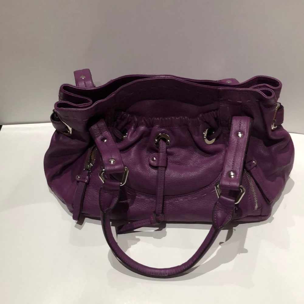 B Makowski purple leather handbag